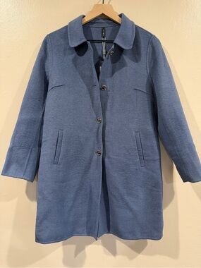 New with Tags Classic Blue 100% Wool Double Sided Women's Coat Size Small
